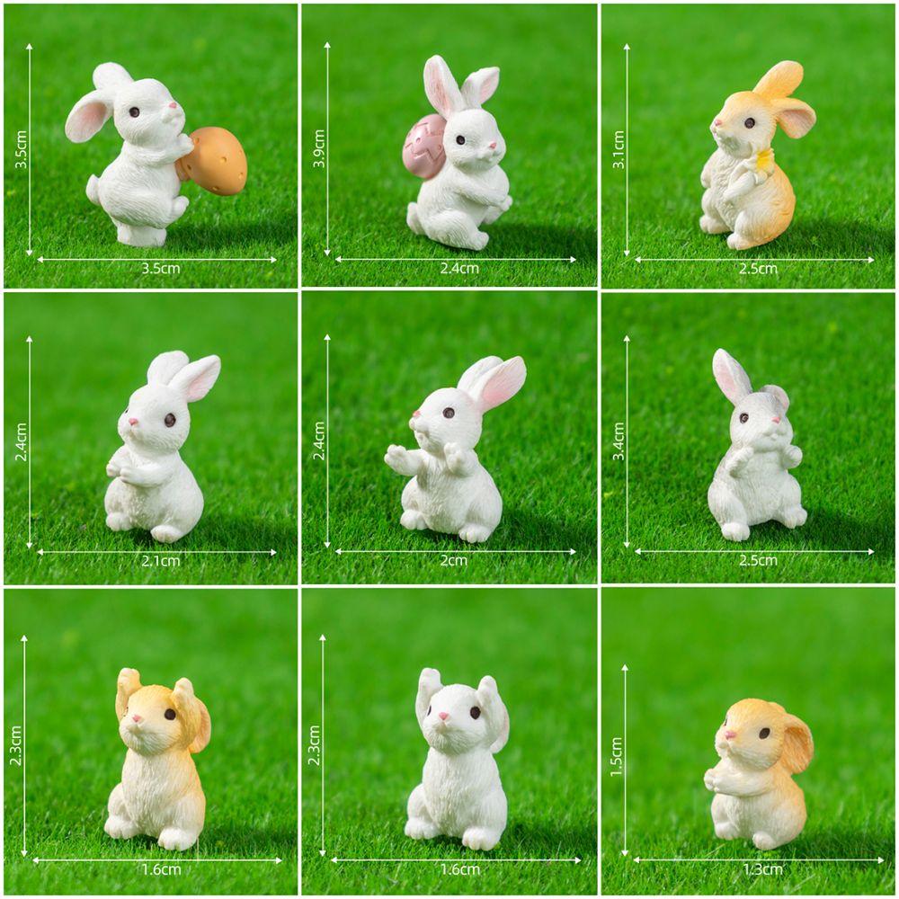 Миниатюрные безделушки в виде пасхальных яиц, смола, мультяшная статуэтка кролика, мини-фигурка пасхального кролика, подарок