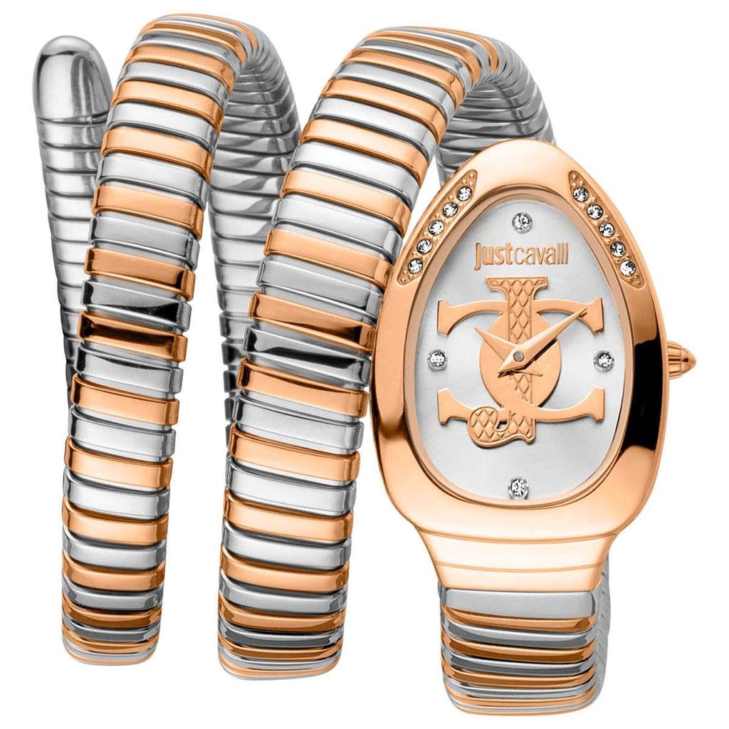 Just Cavalli Женские часы Glam 5 Evo с серебристым циферблатом и двухцветным стальным ремешком JC1L228M0085