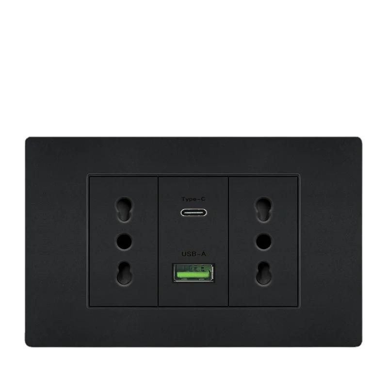 Бразилия Черный США Универсальная 20A розетка, Usb Smart Type-c 20W Быстрая зарядка Usb настенная розетка Италия Чили Выключатель света