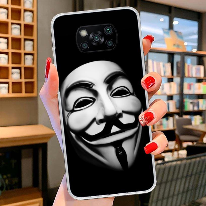 Anonymous V Mask Cover Phone Case For Xiaomi Poco F7 Ultra X7 X6 X5 Pro M7 Redmi 15C 15 13C 13 12C 12 10C 10 9A 9C 9T 9 Shell Po