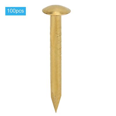 100 шт. Гвозди с круглой головкой из латуни, винтажные, для DIY, крепежные элементы, установочные аксессуары, длина 15 мм