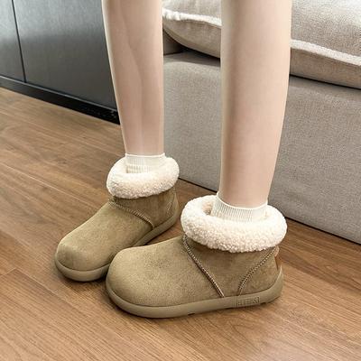 Универсальные зимние ботинки женские на платформе с большой головой короткие ботинки 2025 новые бархатные хлопковые туфли матовая кожа туфли-хлебцы