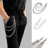3-слойные мужские брюки из нержавеющей стали, кошелек, пояс, кольцо, цепочка, брелок в стиле панк