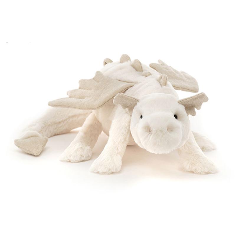 Jellycat Мифические Животные Снежный Дракон Забавная Белая Кукла Плюшевая Фигурка Высота 7см/12см/19см Длина 26см/50см/66см