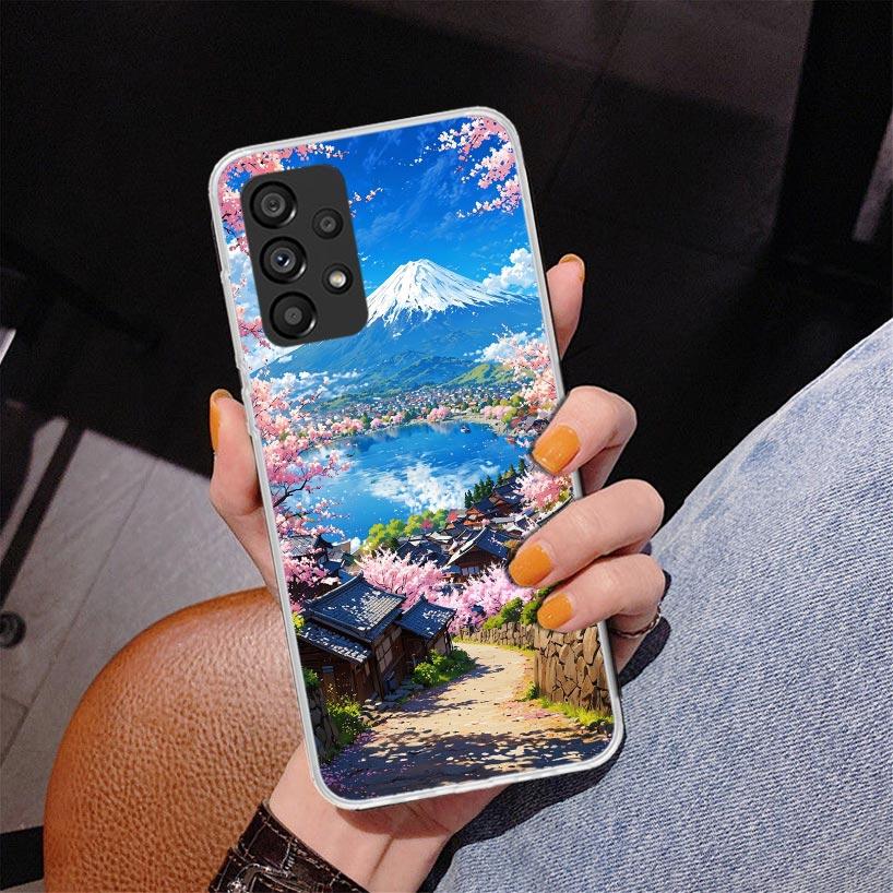 Японская вишня Гора Фудзи Чехол для телефона для Samsung Galaxy A52 A32 A22 A12 A51 A31 A50S A30S A20S A10S Note 20 Ultra 10 Plus S10 A
