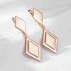 Модные глянцевые серьги-капли в виде двух ромбов для женщин, розовое золото, простые металлические, свадебные, для повседневной носки, для вечеринок