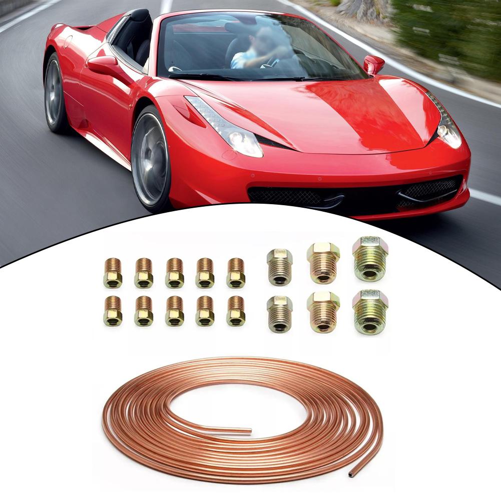 Ремонтный комплект для катушки с трубкой диаметром 3/16 дюйма с винтовой крышкой для трубки, медно-никелевая тормозная трубка, удобная 25-футовая катушка для шланга с проволокой, 16 фитингов