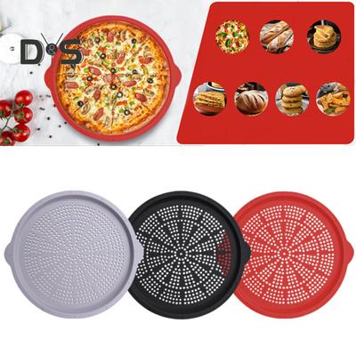 16-дюймовый противень для пиццы с антипригарным покрытием, силиконовый противень для пиццы с отверстиями для духовки, круглый противень для выпечки пиццы с ручкой для домашней кухни, выпечки