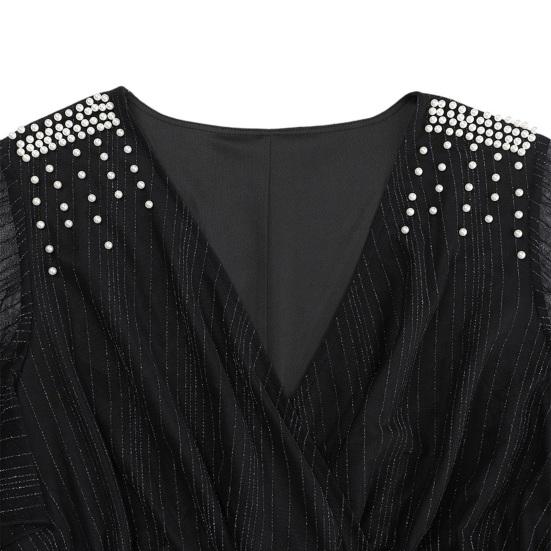 Женское платье больших размеров с V-образным вырезом, коротким рукавом, эластичным поясом и струящимся подолом, однотонное повседневное вечернее платье средней длины