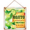 [Q9465] - Green 'Mojito' Metal Sign (the Cocktail That Hits Your Head!) - 20x20 Cm