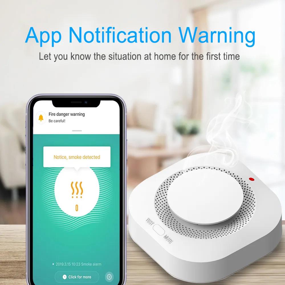 Детектор дыма Tuya: WiFi/Zigbee Фотоэлектрический Беспроводной 433МГц