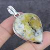Natural Honey Dendritic Gemstone 925 Sterling Silver Jewelry Pendant 2.32" r0O88