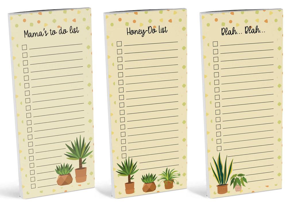 Inkdotpot Pack of 3 Magnetic Fridge To-Do List Notepads- Magnetic Memo Pads For Refrigerator- (50 Sheets