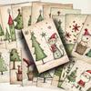20 Sheets Christmas Postcard Vintage Xmas Tree Cat Gingerbread Man Snowman Reindeer Greeting Card for Winter Party Supplies