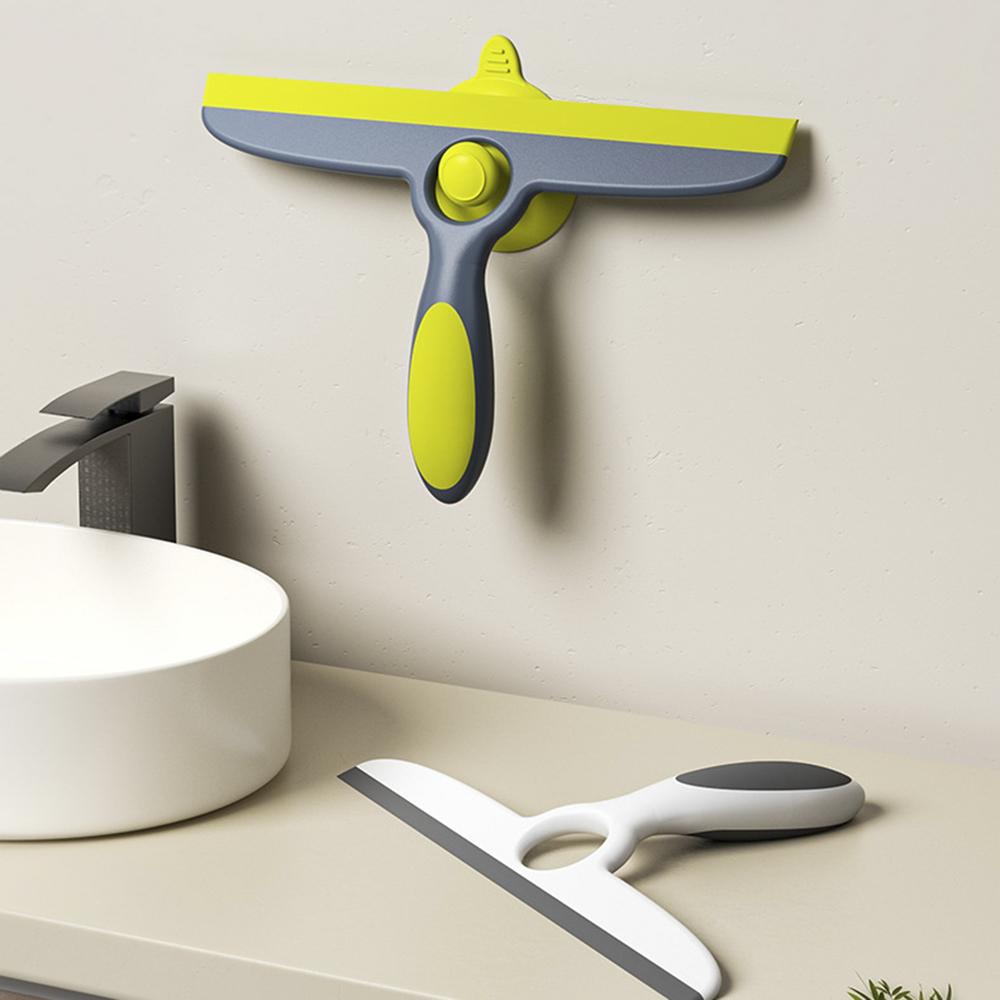 Shower Glass Squeegee Window Wiper Mirror Cleaner with Suction Cup Hook Bathroom Rubber Cleaning Tool for Glass Cleaning
