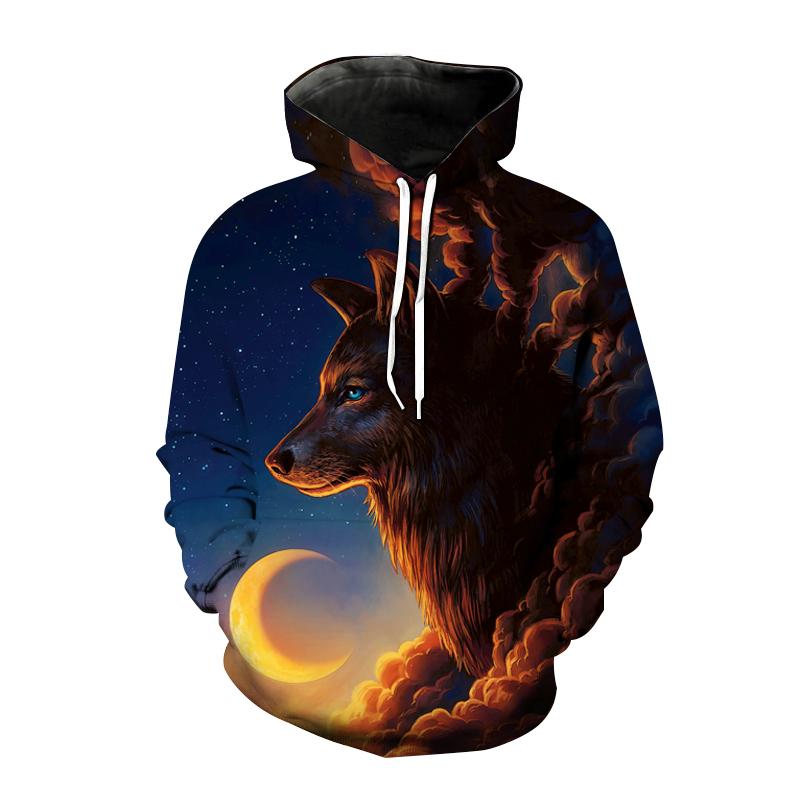 Весенние новые модные толстовки с капюшоном с принтом животных волка 3D для мужчин и женщин повседневная толстовка с капюшоном