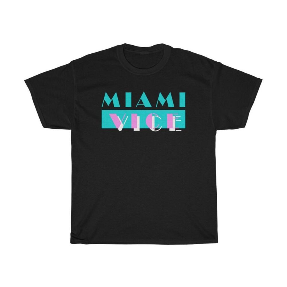 Miami Vice Retro Action TV Show Black T-Shirt Size S to 5XL Unisex T-Shirt