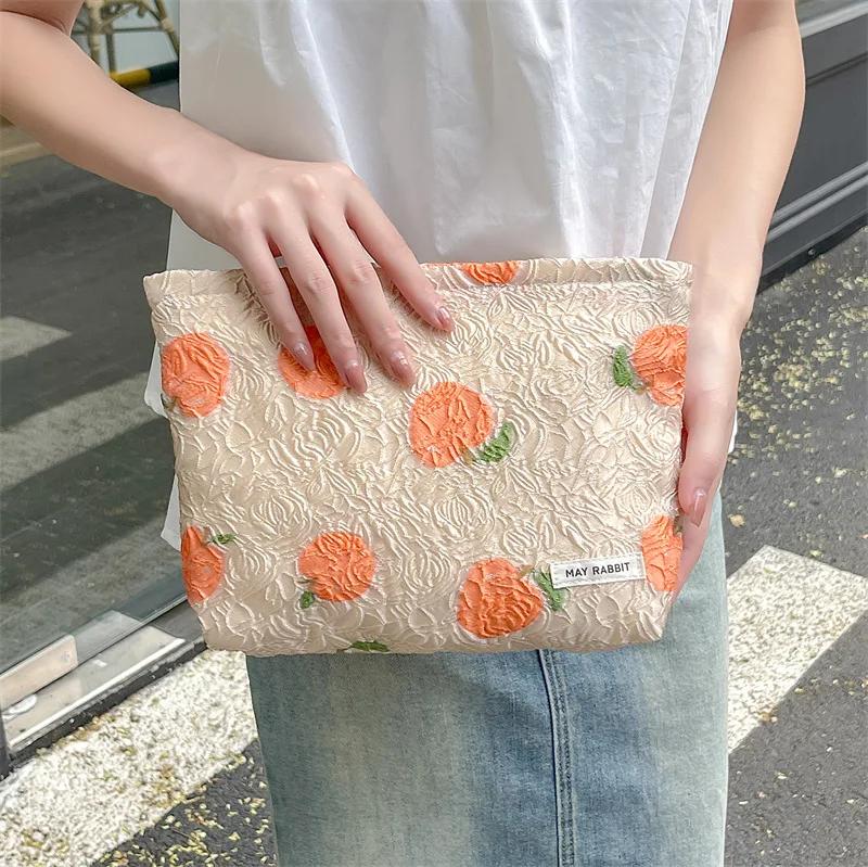 Retro Jacquard Ladies Floral Cosmetic Bags Vintage Flower Women's Grocery Storage Bag Clutch Purse Makeup Cases Girls Handbags