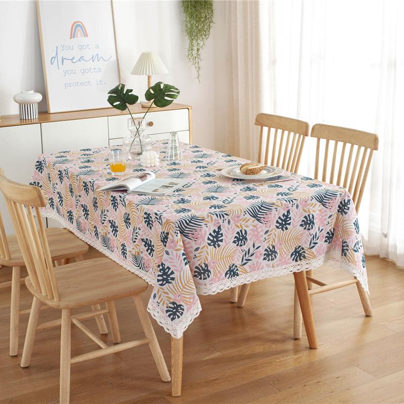 Полиэстер Хлопок Розовое Кружево Скатерть Скатерть для Кофейного Столика Скатерть Покрытие Полотенце