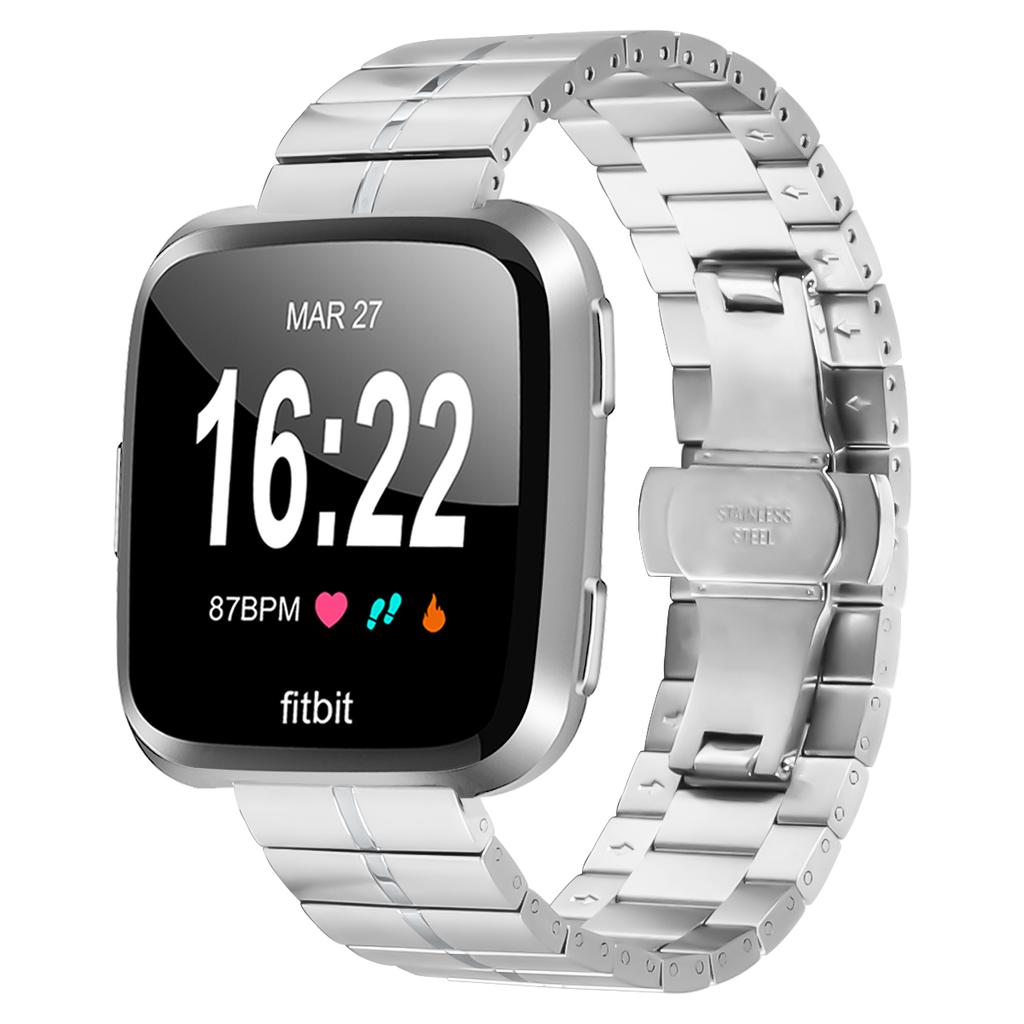 Для Fitbit Versa Lite/Versa/Versa 2 Браслет с застежкой Серебристый ремешок для часов из нержавеющей стали