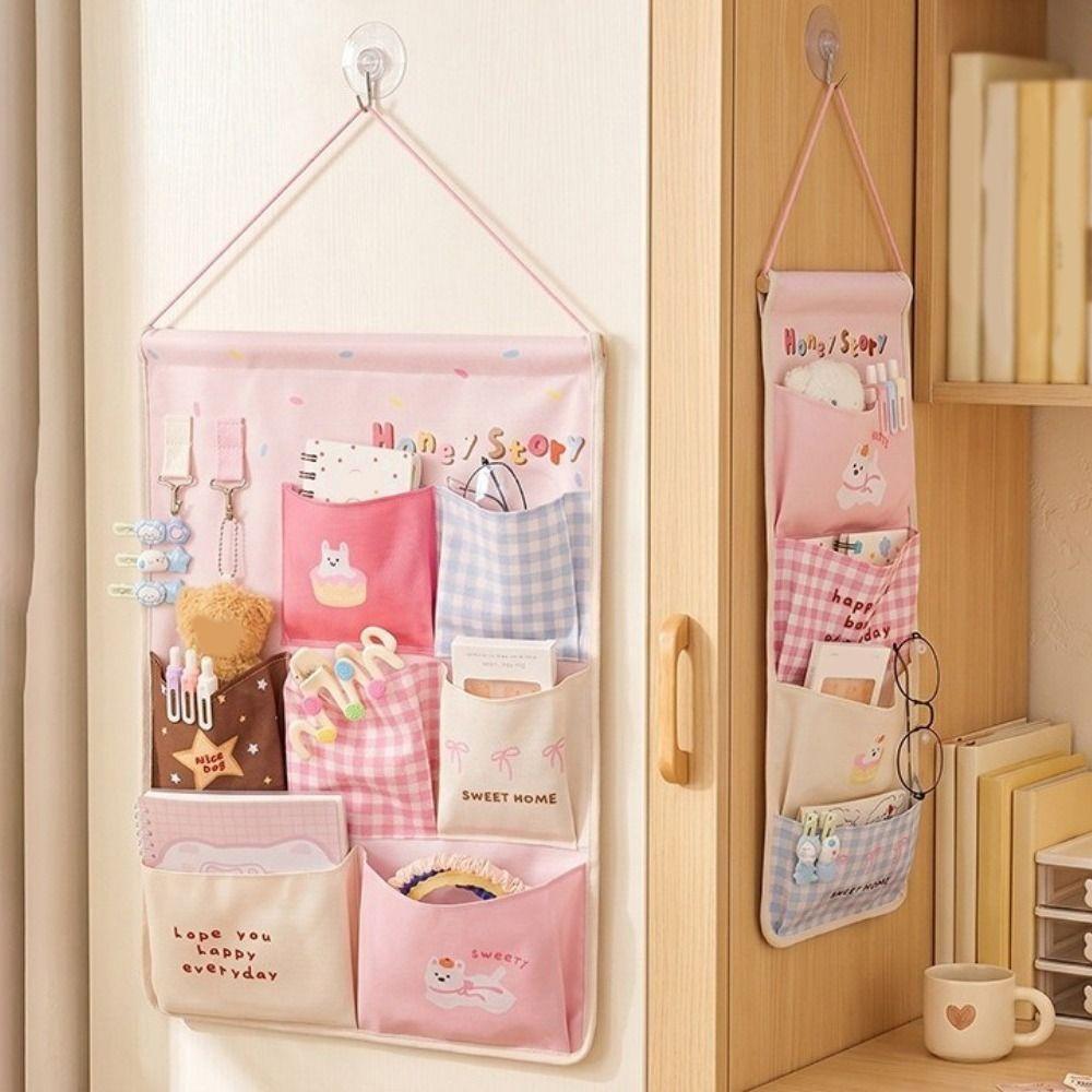 Cotton Linen Wall Hanging Storage Bag 4/7 Pockets Socks Storage Bags Closet Storage Bag Dormitory