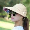 Flower Women Sun Hat UV Protection Beach Visor Cap Portable Summer Ponytail Cap  Summer