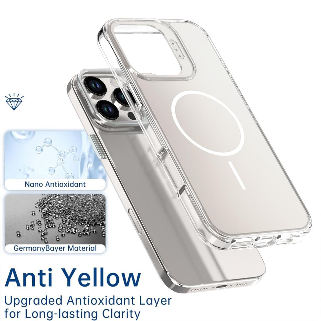 For iPhone 16 Pro Max Case Compatible with MagSafe TPU+Acrylic Phone Cover with Lens Frame Kickstand