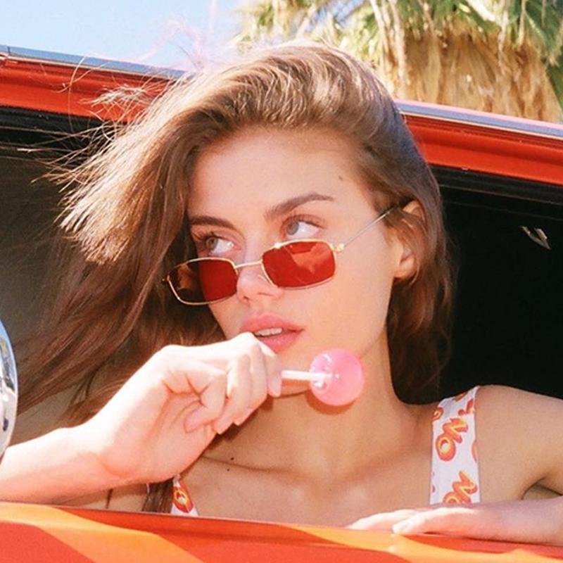 Ретро Маленькие Овальные Женские Солнцезащитные Очки Брендовые Оттенки Классический Карамельный Цвет Металлические Прямоугольные Солнцезащитные Очки Модные Очки