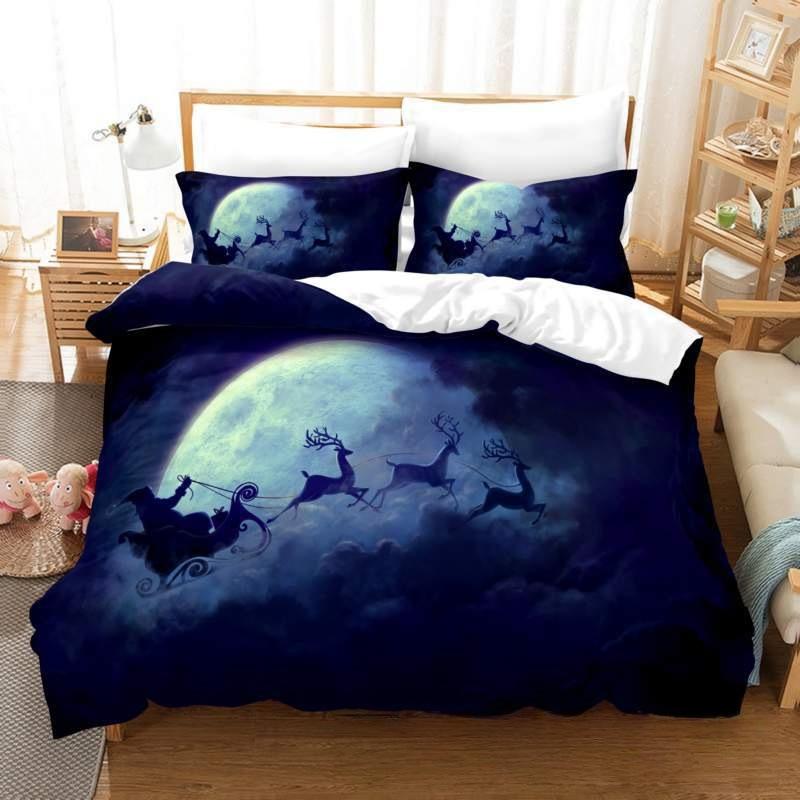 Рождественская серия Трехпредметное постельное белье Цифровая печать Рождественское письмо Набор стеганого одеяла