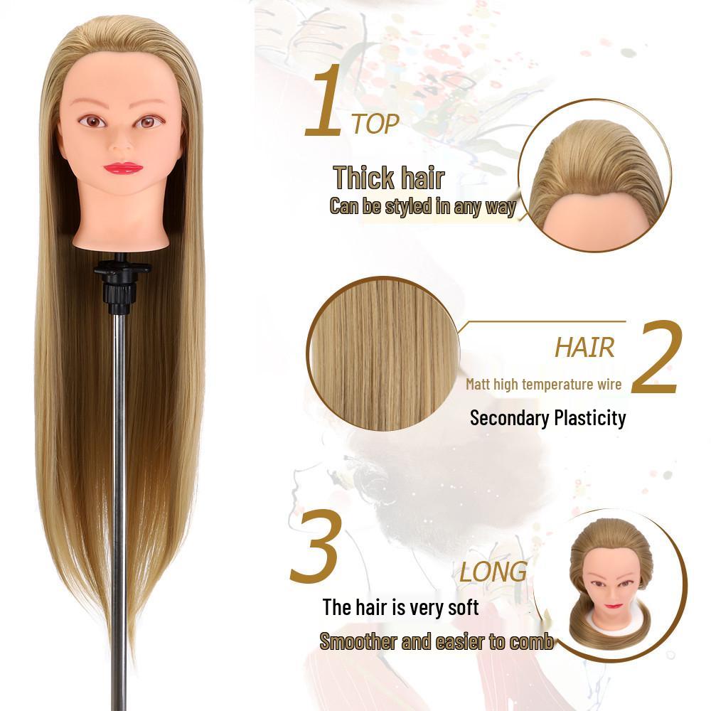 Манекен-голова для плетения и укладки с прямой челкой – Подходит для завивки, окрашивания и идеален для парикмахерской практики и стрижки.