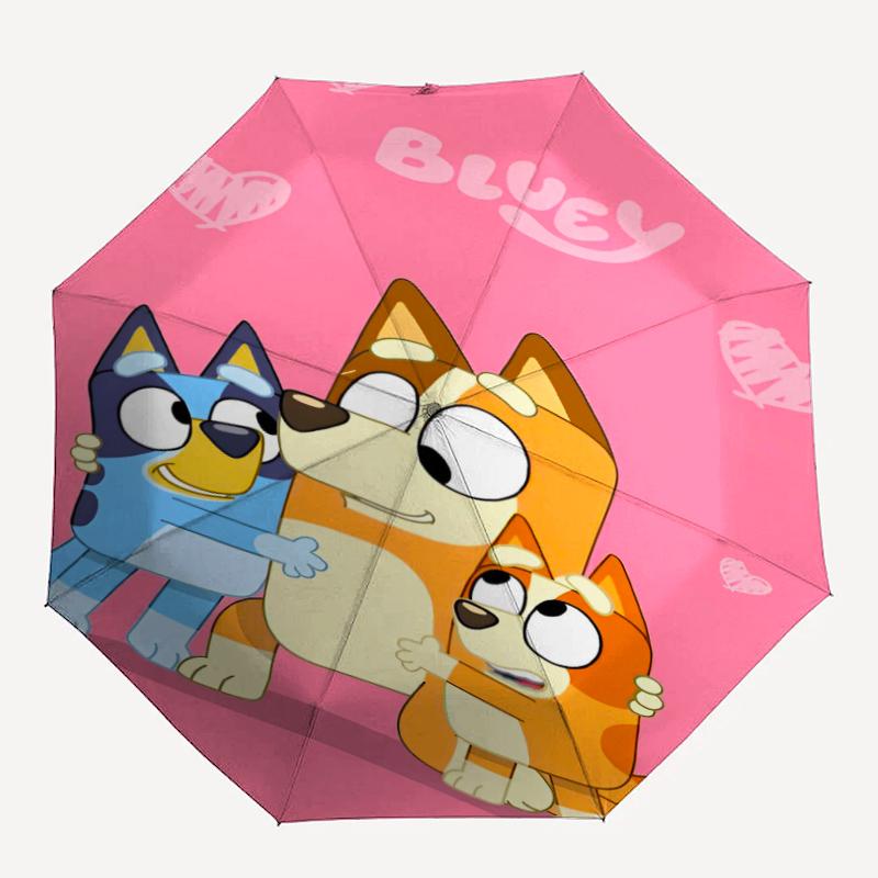 Автоматический зонт в стиле Bluey, легкий и портативный, 8 спиц, идеально подходит для путешествий на свежем воздухе, на дни рождения, Рождество, в качестве подарков.