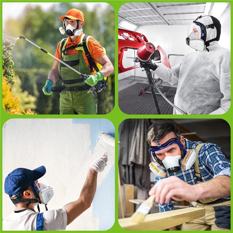 Полнолицевая респираторная маска с фильтрами, противотуманный, противогазовый, противопылевой респиратор, противогаз для распыления краски