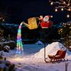 Solar Lights Outdoor Santa Watering Can Kettle Lights LED Fairy Lights Waterproof Metal Garden Lantern for Yard Patio Lawn Pathway