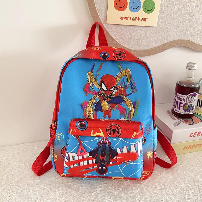 Cartoon Kids Spider Man Backpack For Boys And Girls With Breathable Nylon And Comfortable Shoulder Straps For Kindergarten Daily Use