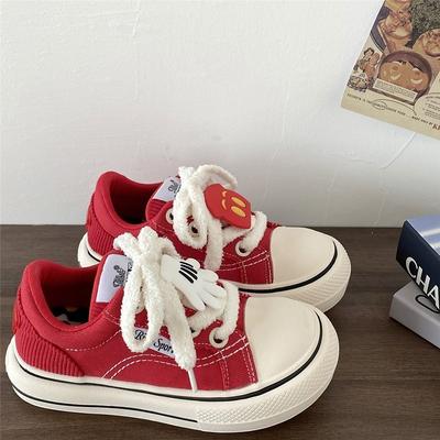 Универсальная студенческая женская обувь осень толстая подошва обувь уродливая милая мультяшная новая милая повседневная парусиновая обувь