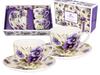 Komplet 2 Filiżanek Ze Spodkami Bratki Zestaw Porcelana Na Prezent