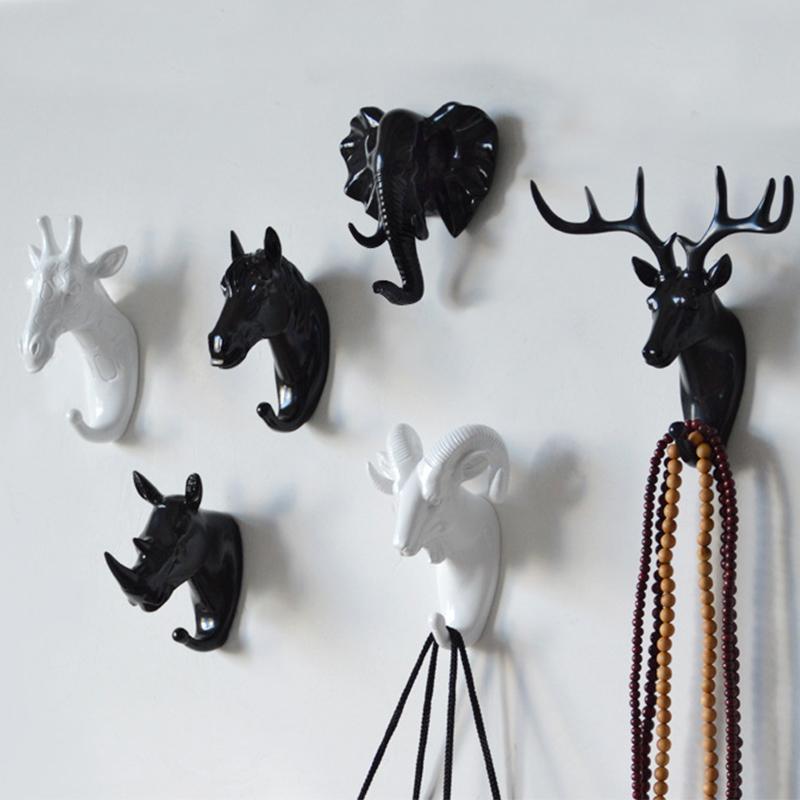 Настенный крючок для пальто, домашние вешалки для хранения, украшение с животным рисунком, немаркирующий винт для ногтей, установка декора
