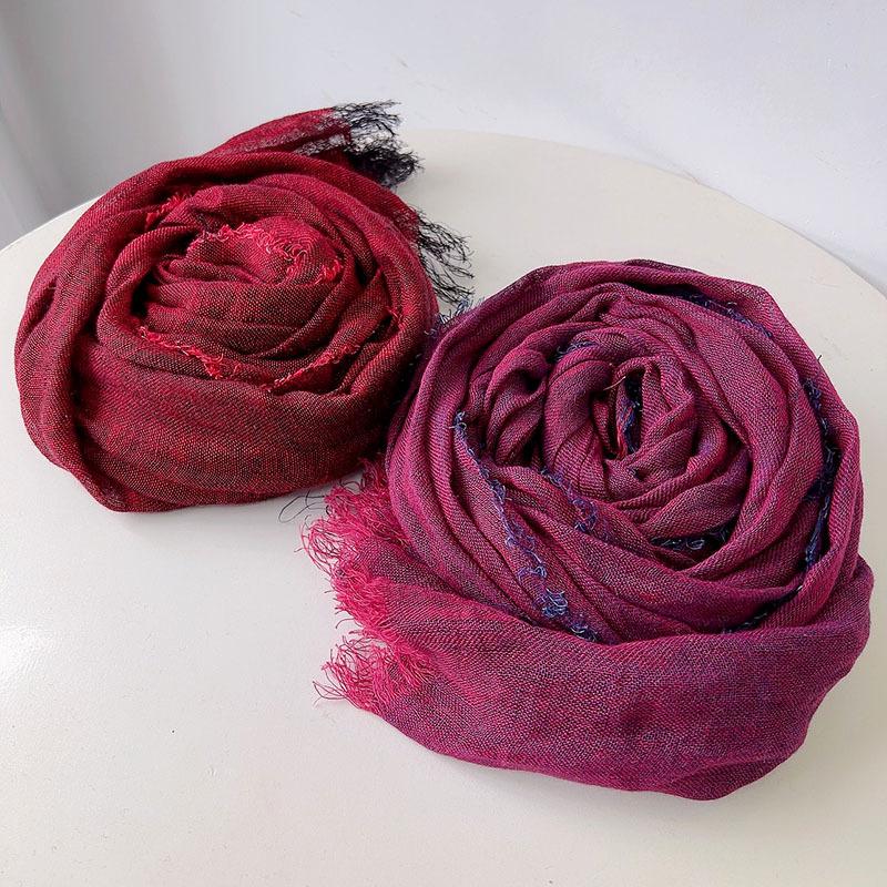 Японский льняной шарф Эффект серого пеньки Парный шарф Литературная тонкая удлиненная шаль Однотонный высококачественный шелковый шарф Женский Новый