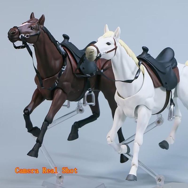 Figma 490 Коричнево-бело-черно-желтая Лошадь Артикулируемая Подвижная Модель Лошади Игрушка Фигурка Набор для Дисплея Диорамы Сцена Подарок Коллекционер