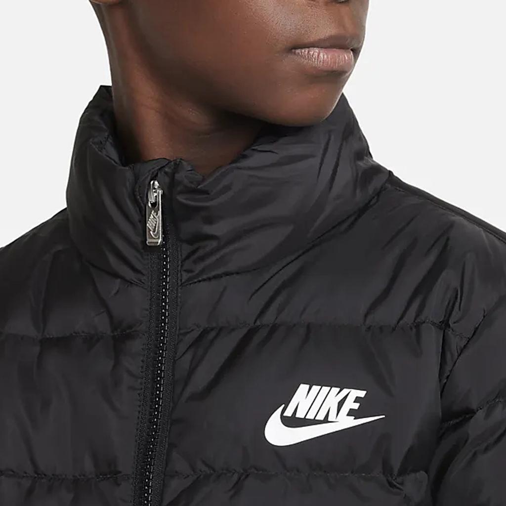 Nike Logo Printed Thickened Warm Stand Collar Down Jacket Kids Outerwear Black FB0533-010