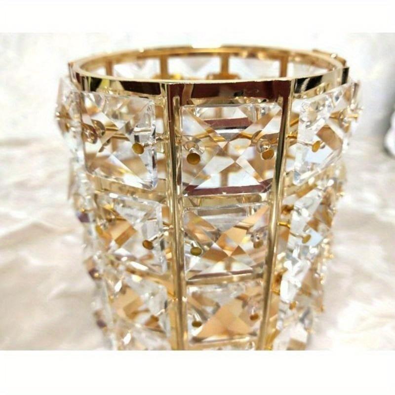 Metal Makeup Brush Storage Tube Eyebrow Pencil Makeup Organizer Bead Crystal Jewelry Storage Box