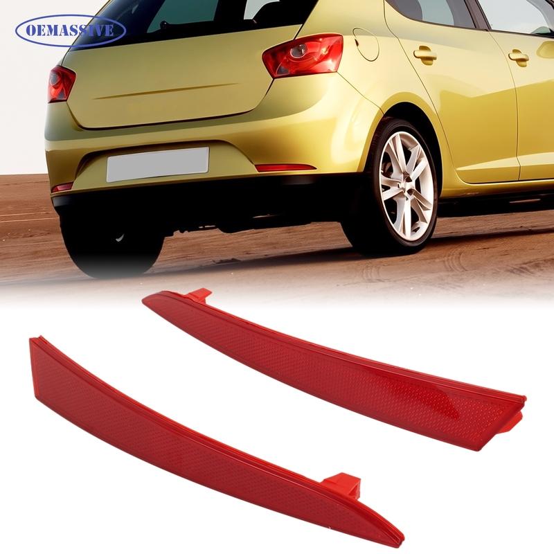Pair of Red LED Rear Bumper Reflectors Brake Stop Lights for Seat Ibiza 4 IV 6J 5-Door 2008-2012 fits OEM 6J4945105 & 6J4945106