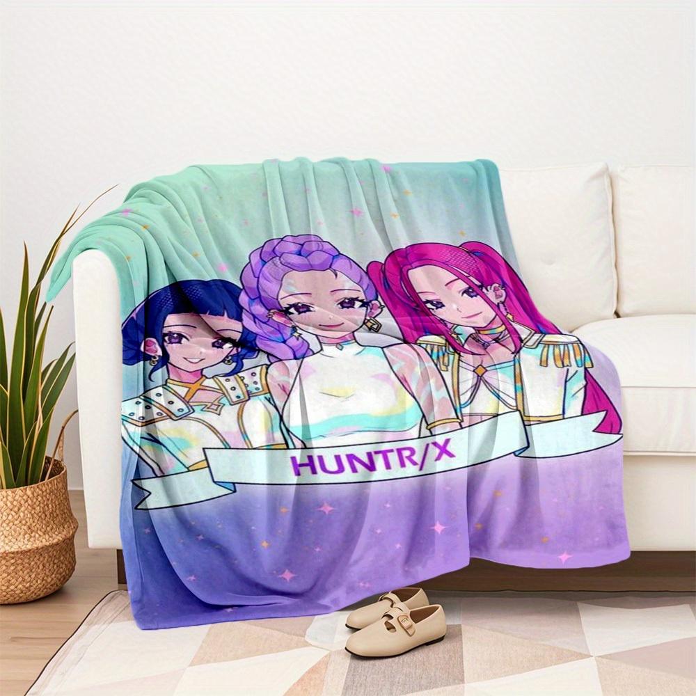 1Pc HUNTR/X Print Flannel Blanket, High quality Digital Printing, Comfortable for All Seasons, Home DecorGifts821033