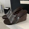 Fashion Summer PVC Transparent Leopard Print Wedges Slippers Women Shoes Fashion High Heels Slide Zapatos De Mujer