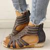 Women Shoes Sandals Summer Low Heel Shoes PU Leather Gladiator Luxury Shoes Women Designers