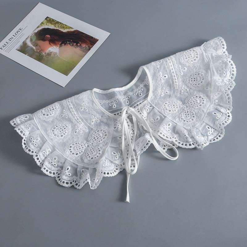 Fashion Women Girls Lolita Doll Shawl Fake Collar Embroidery Necklace Lapel Blouse Shoulder Wrap Short Capelet False Collar