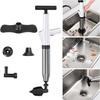 High Pressure Toilet Plunger & Drain Unblocker Kit with Visual Barometer & 4 Replaceable Heads - Heavy Duty for Blocked Toilets, Sinks, Baths, Showers
