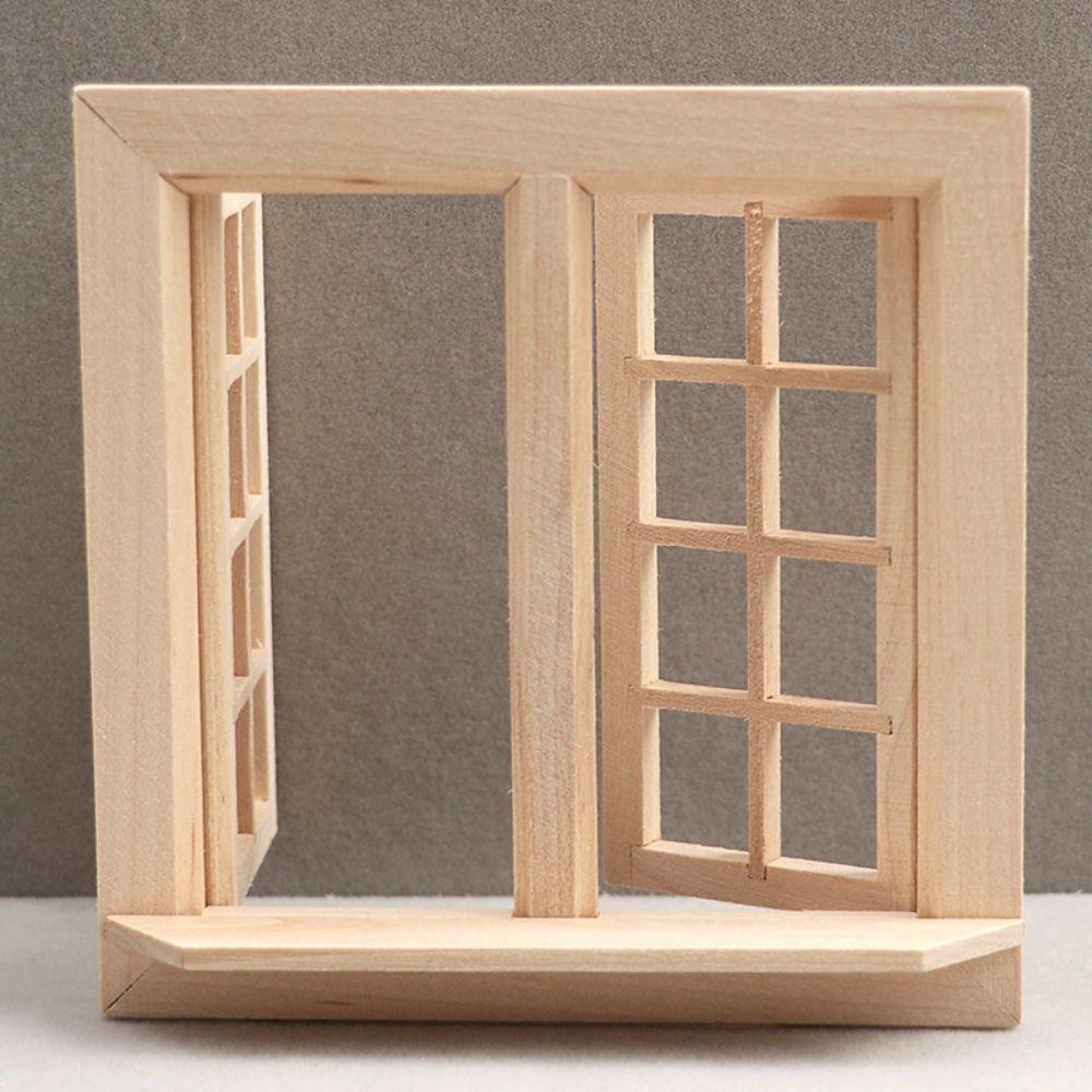 16 Grids Dollhouse Window Model Wooden Square Windows Model Miniature House Decor For DIY Toys
