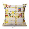 Modern Abstract Art Geomtric Lines Red Blue Yellow Piet Mondrian Oil Painting Home Decorative Pillow Case Linen Cushion Cover
