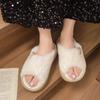Fur Women Slippers Winter New Fashion Plush Shallow Mouth Indoor Outdoor Flip-flop Casual Bedroom Solid Color Slides Flat Shoes